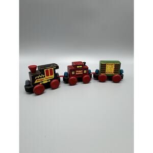 Vintage Montgomery Schoolhouse Inc. Wooden Train Midget Railway 3 Piece READ